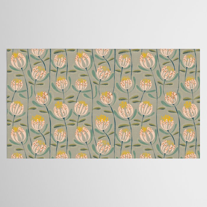 Floating scandi flowers earthy tones Tablecloth Gallery Image 2