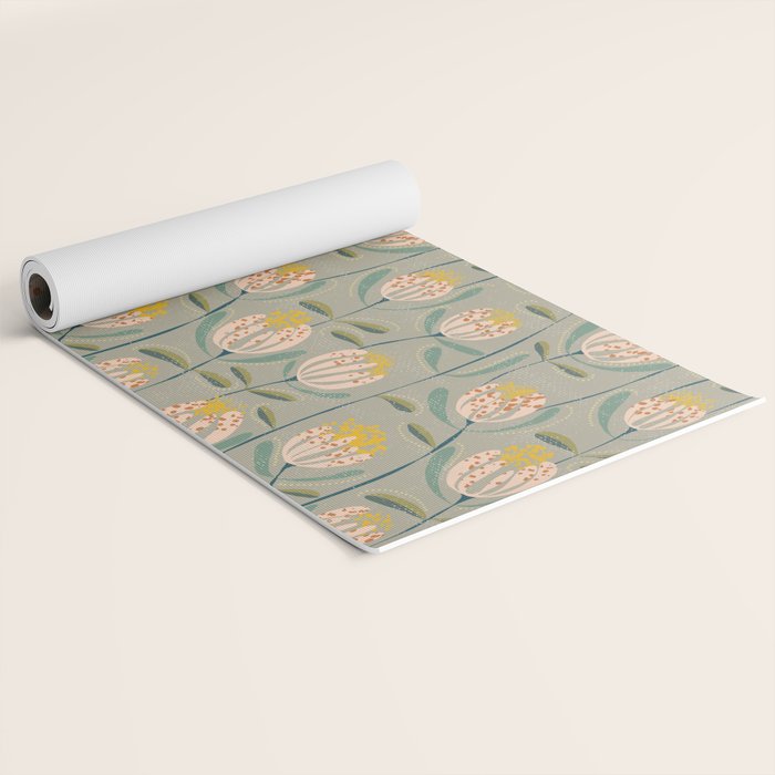 Floating scandi flowers earthy tones Yoga Mat Gallery Image 2
