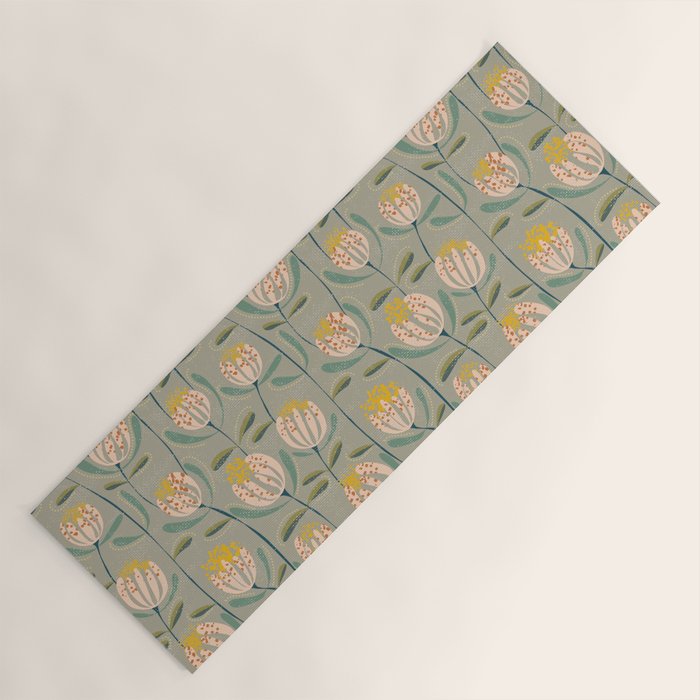 Floating scandi flowers earthy tones Yoga Mat Gallery Image 1