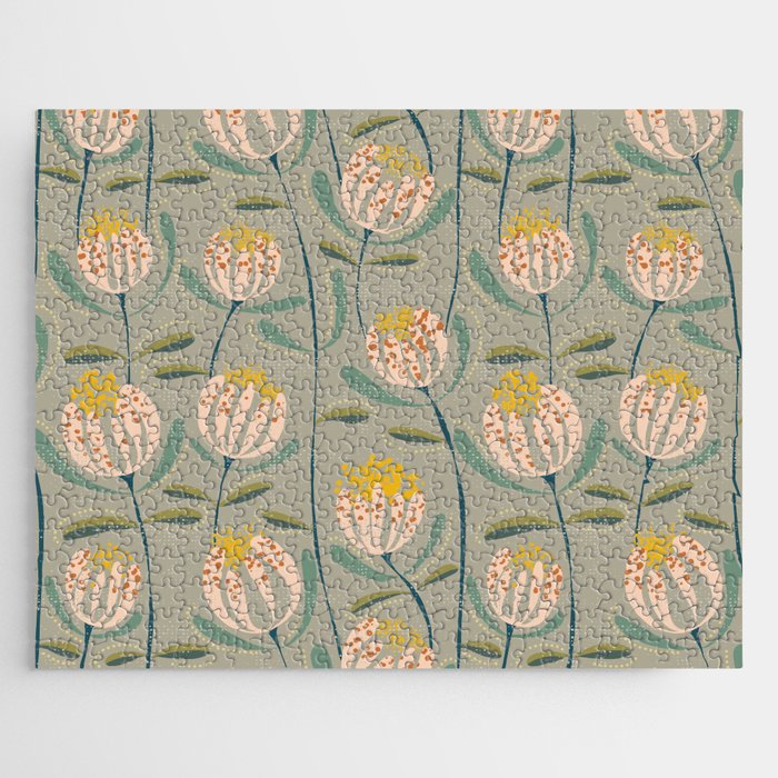 Floating scandi flowers earthy tones Jigsaw Puzzle Gallery Image 1