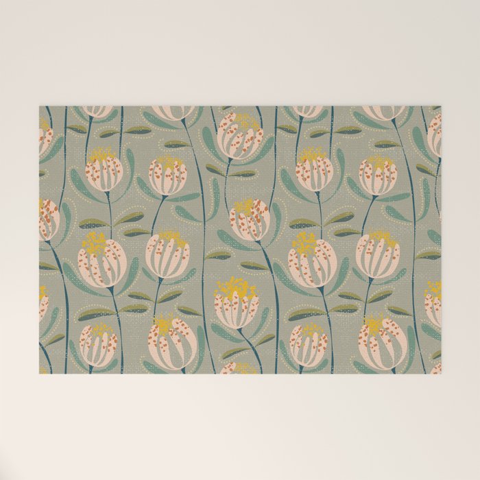 Floating scandi flowers earthy tones Welcome Mat Gallery Image 1