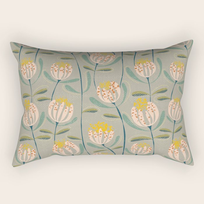 Floating scandi flowers earthy tones Rectangular Pillow Gallery Image 2