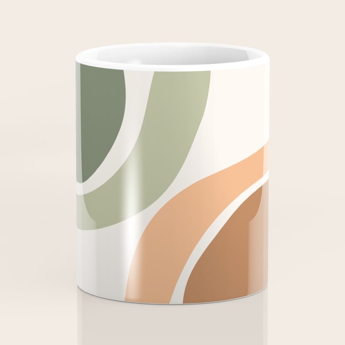 Abstract Shapes 55.2 in Sage Green and Terracotta (Rainbow Abstraction) Coffee Mug Gallery Image 4