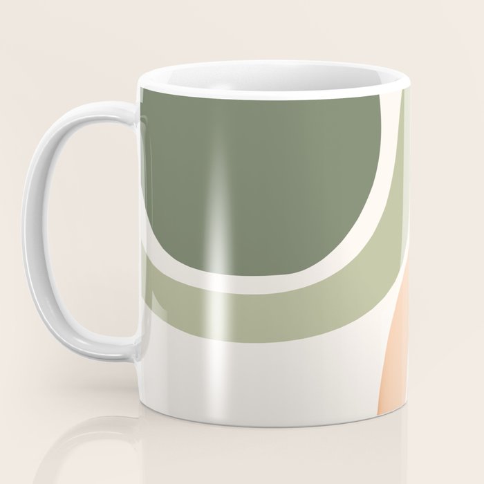 Abstract Shapes 55.2 in Sage Green and Terracotta (Rainbow Abstraction) Coffee Mug Gallery Image 3