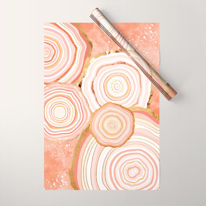 Coral Agate Abstract Wrapping Paper Gallery Image 1