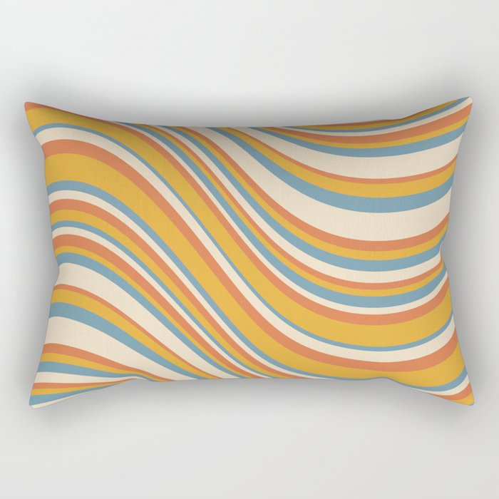 Wavy Stripes XX - Retro Summer Rectangular Pillow Gallery Image 2