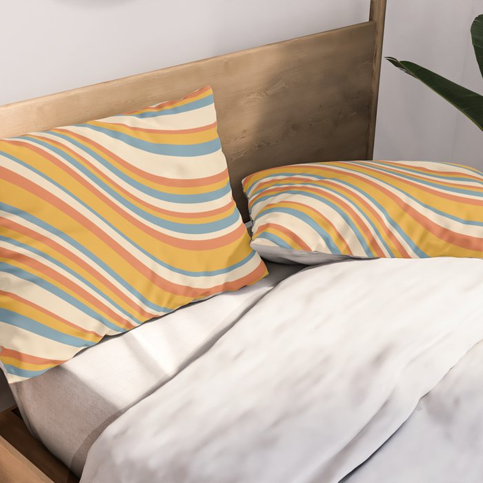 Wavy Stripes XX - Retro Summer Pillow Sham Gallery Image 2