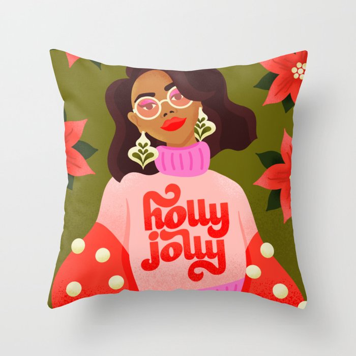 Holly Jolly Holiday Sweater Throw Pillow Gallery Image 6