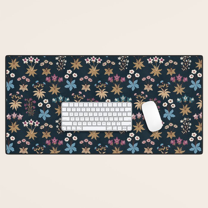 Romantic Botanica - Tapestry Bouquet in Navy Desk Mat Gallery Image 1