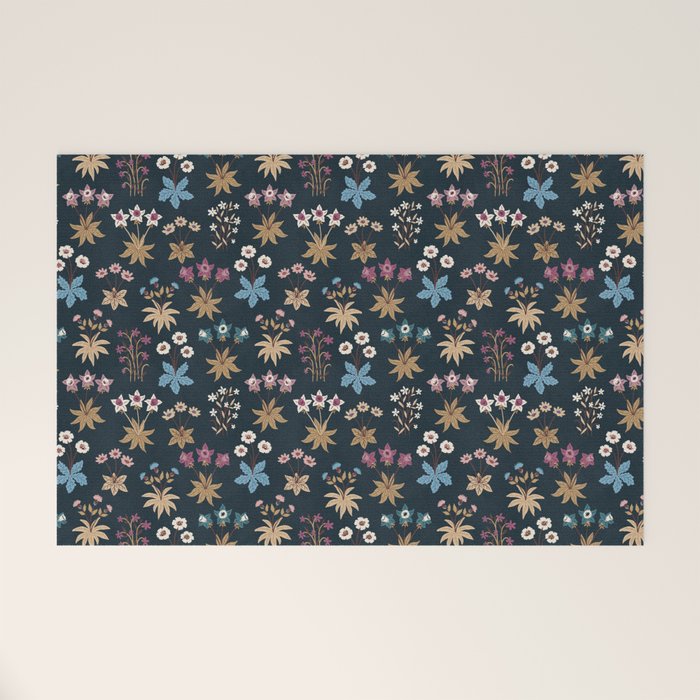 Romantic Botanica - Tapestry Bouquet in Navy Welcome Mat Gallery Image 1