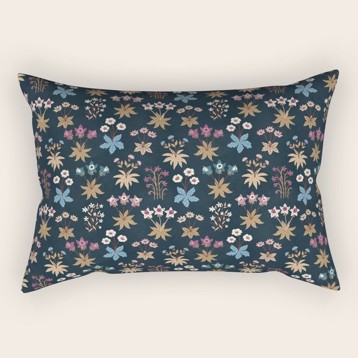Romantic Botanica - Tapestry Bouquet in Navy Rectangular Pillow Gallery Image 2