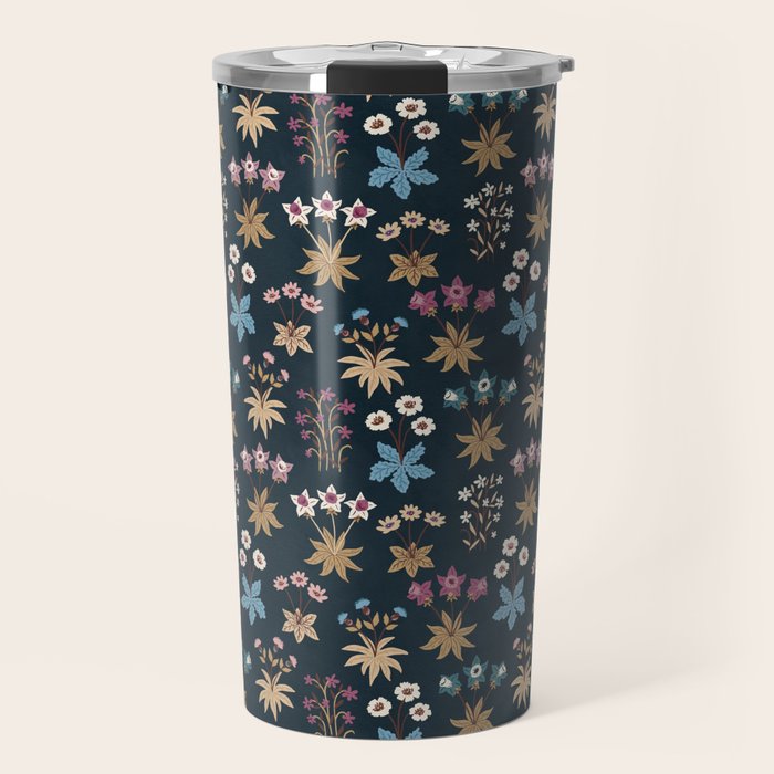 Romantic Botanica - Tapestry Bouquet in Navy Travel Mug Gallery Image 1