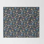 Romantic Botanica - Tapestry Bouquet in Navy Throw Blanket Gallery Image 2