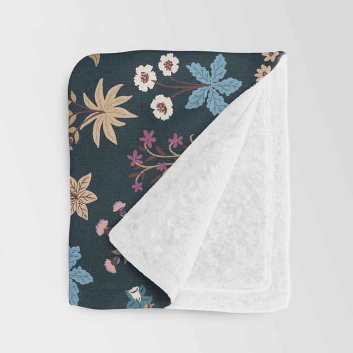 Romantic Botanica - Tapestry Bouquet in Navy Throw Blanket Gallery Image 3