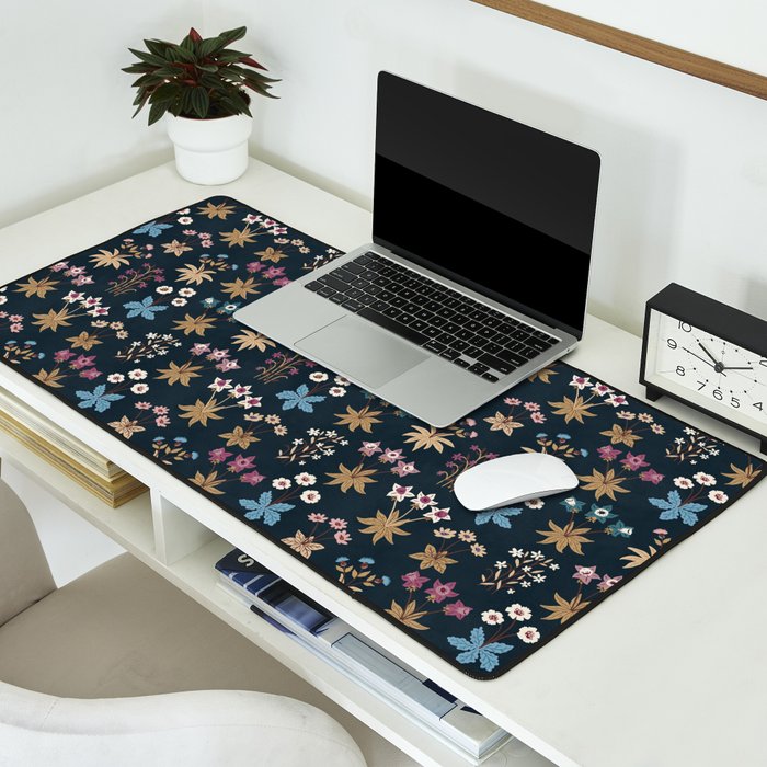 Romantic Botanica - Tapestry Bouquet in Navy Desk Mat Gallery Image 2