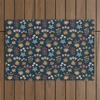 Romantic Botanica - Tapestry Bouquet in Navy Outdoor Rug Gallery Image 1