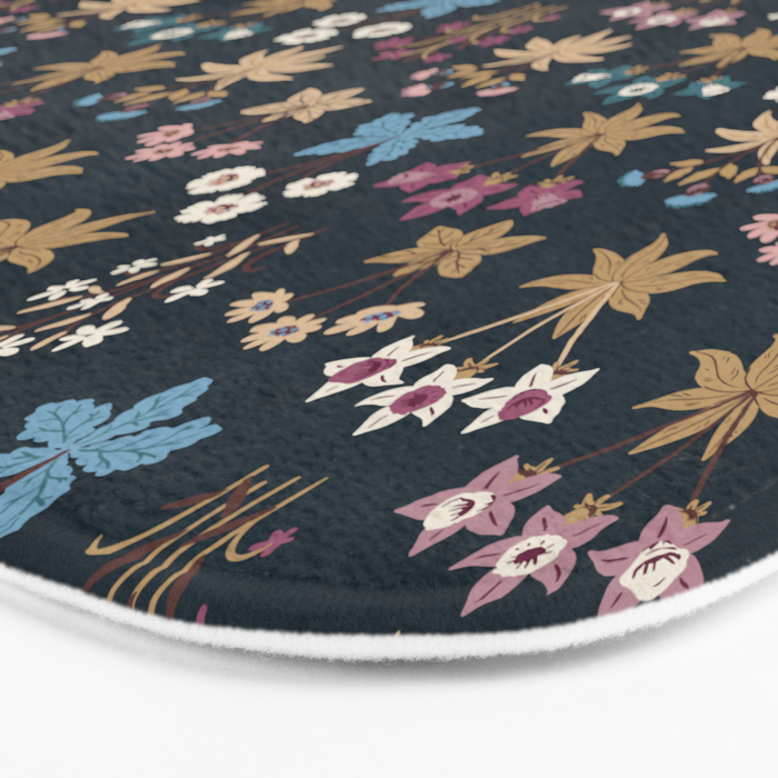 Romantic Botanica - Tapestry Bouquet in Navy Bath Mat Gallery Image 3