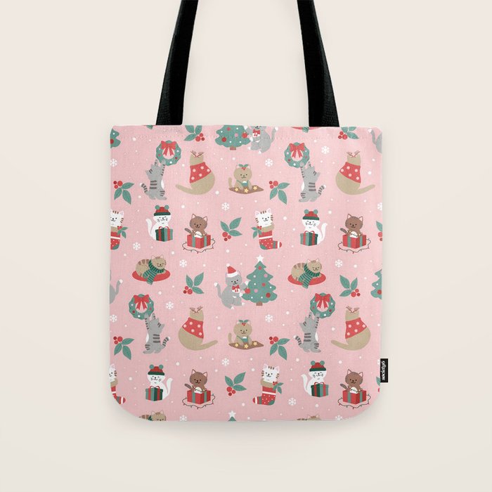 Christmas Festive Cute Holiday Kittens Tote Bag Gallery Image 1