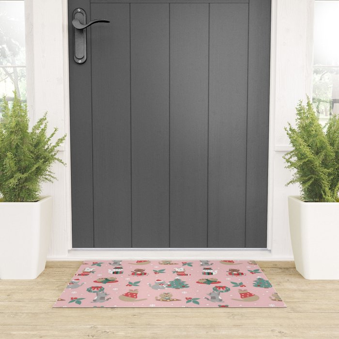 Christmas Festive Cute Holiday Kittens Welcome Mat Gallery Image 3