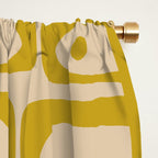 Mid Century Modern Piquet Abstract Multi Pattern in Mid Mod Mustard Yellow and Beige Window Curtain Gallery Image 2