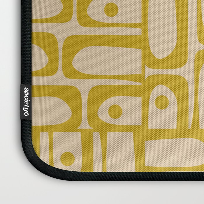 Mid Century Modern Piquet Abstract Multi Pattern in Mid Mod Mustard Yellow and Beige Laptop Sleeve Gallery Image 3