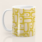 Mid Century Modern Piquet Abstract Multi Pattern in Mid Mod Mustard Yellow and Beige Coffee Mug Gallery Image 3