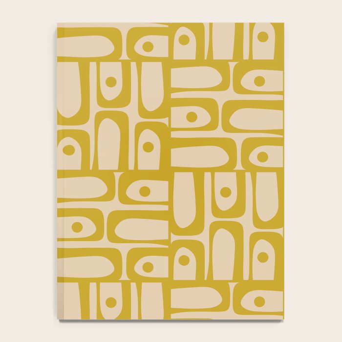 Mid Century Modern Piquet Abstract Multi Pattern in Mid Mod Mustard Yellow and Beige Notebook Gallery Image 4