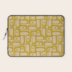 Mid Century Modern Piquet Abstract Multi Pattern in Mid Mod Mustard Yellow and Beige Laptop Sleeve Gallery Image 1