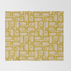 Mid Century Modern Piquet Abstract Multi Pattern in Mid Mod Mustard Yellow and Beige Throw Blanket Gallery Image 2