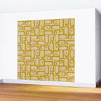 Mid Century Modern Piquet Abstract Multi Pattern in Mid Mod Mustard Yellow and Beige Wall Mural Gallery Image 2