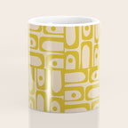 Mid Century Modern Piquet Abstract Multi Pattern in Mid Mod Mustard Yellow and Beige Coffee Mug Gallery Image 4