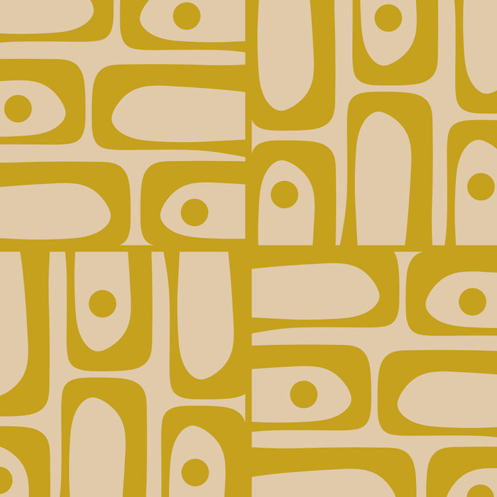 Mid Century Modern Piquet Abstract Multi Pattern in Mid Mod Mustard Yellow and Beige Coffee Mug Gallery Image 2