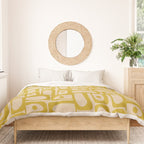 Mid Century Modern Piquet Abstract Multi Pattern in Mid Mod Mustard Yellow and Beige Duvet Cover Gallery Image 3