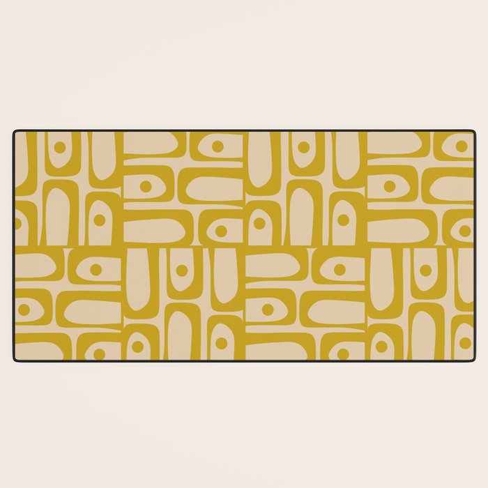Mid Century Modern Piquet Abstract Multi Pattern in Mid Mod Mustard Yellow and Beige Desk Mat Gallery Image 3
