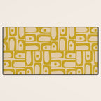 Mid Century Modern Piquet Abstract Multi Pattern in Mid Mod Mustard Yellow and Beige Desk Mat Gallery Image 3