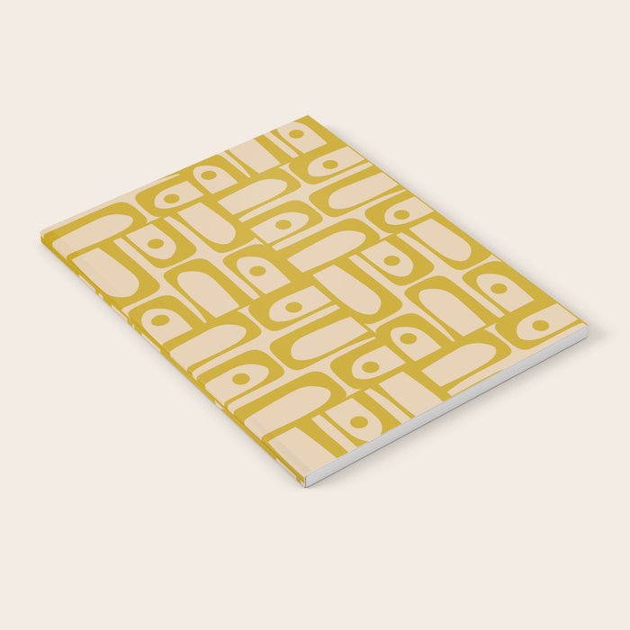 Mid Century Modern Piquet Abstract Multi Pattern in Mid Mod Mustard Yellow and Beige Notebook Gallery Image 2