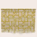 Mid Century Modern Piquet Abstract Multi Pattern in Mid Mod Mustard Yellow and Beige Wall Hanging Gallery Image 1