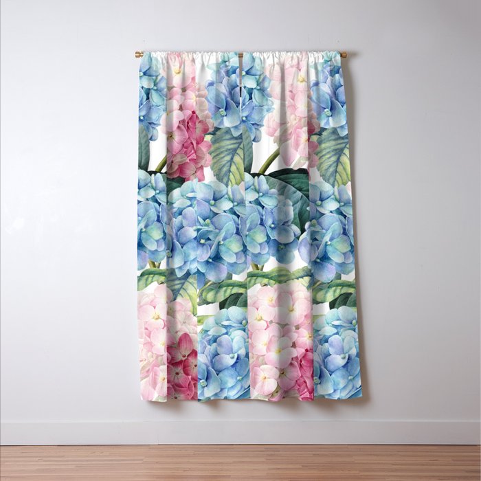 Pink Blue Hydrangea Window Curtain Gallery Image 3