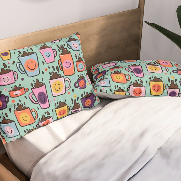 Smiley Coffee Pillow Sham Gallery Image 2