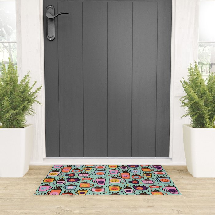 Smiley Coffee Welcome Mat Gallery Image 3