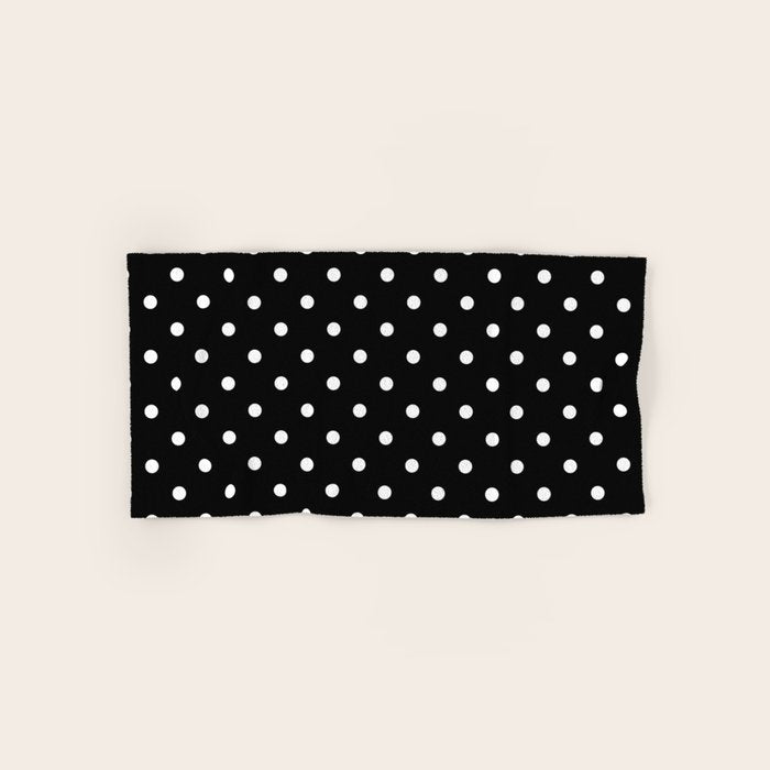 Licorice Black with White Polka Dots Bath Towel Gallery Image 1