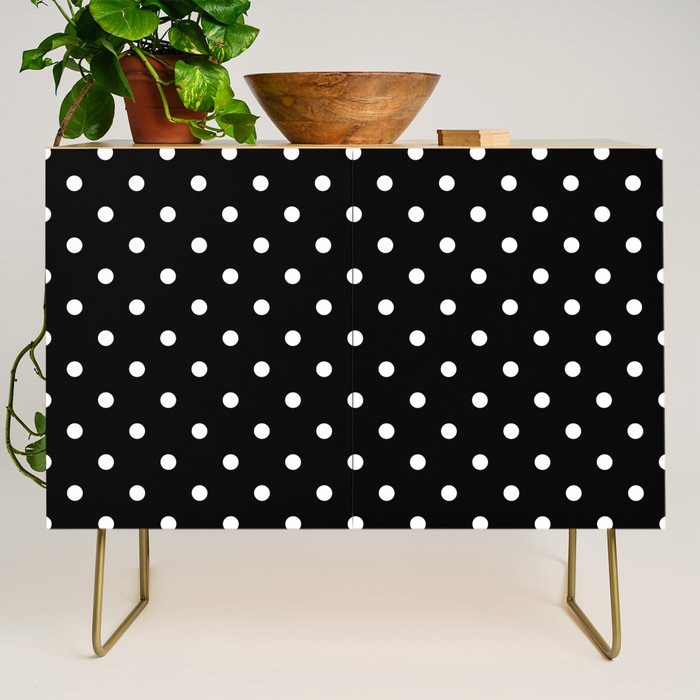 Licorice Black with White Polka Dots Credenza Gallery Image 1