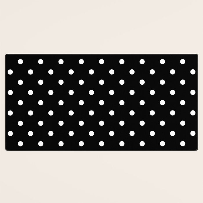 Licorice Black with White Polka Dots Desk Mat Gallery Image 3