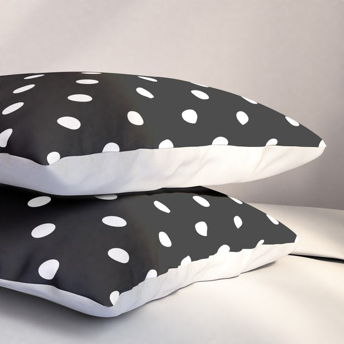 Licorice Black with White Polka Dots Pillow Sham Gallery Image 3
