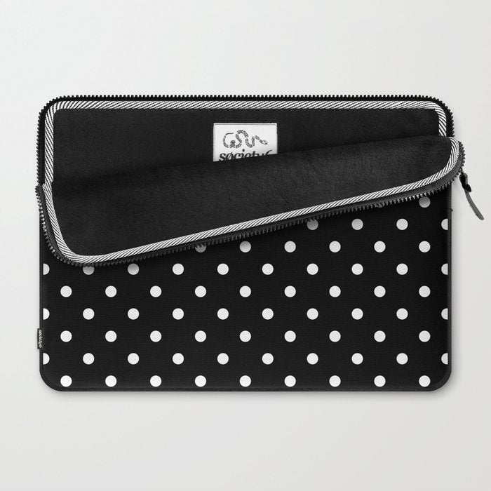 Licorice Black with White Polka Dots Laptop Sleeve Gallery Image 2