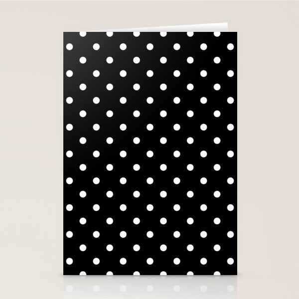 Licorice Black with White Polka Dots Stationery Card Gallery Image 2