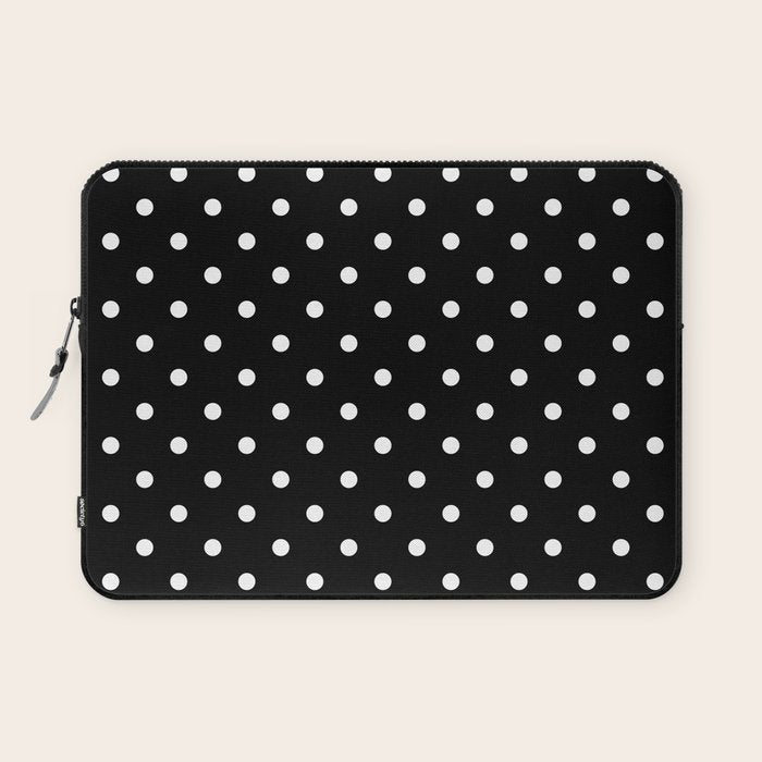 Licorice Black with White Polka Dots Laptop Sleeve Gallery Image 1