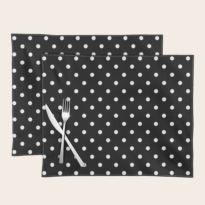 Licorice Black with White Polka Dots Placemat Gallery Image 1