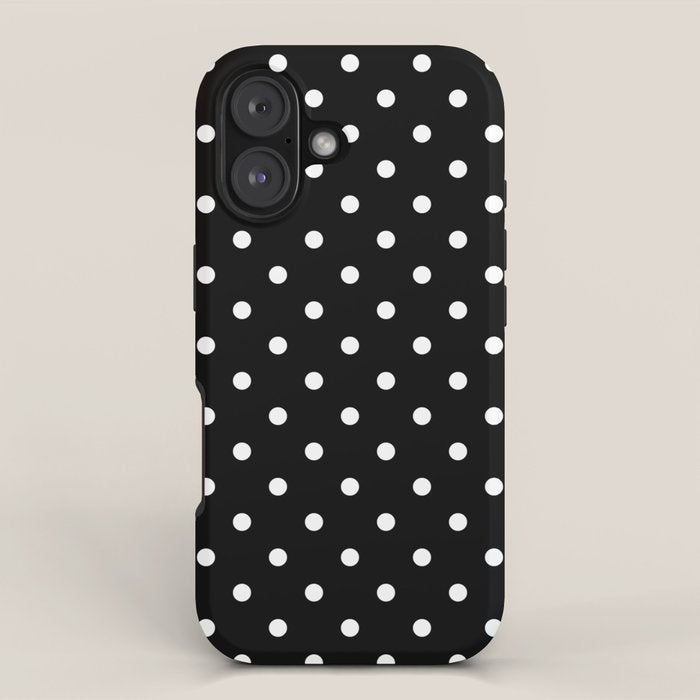 Licorice Black with White Polka Dots iPhone Case