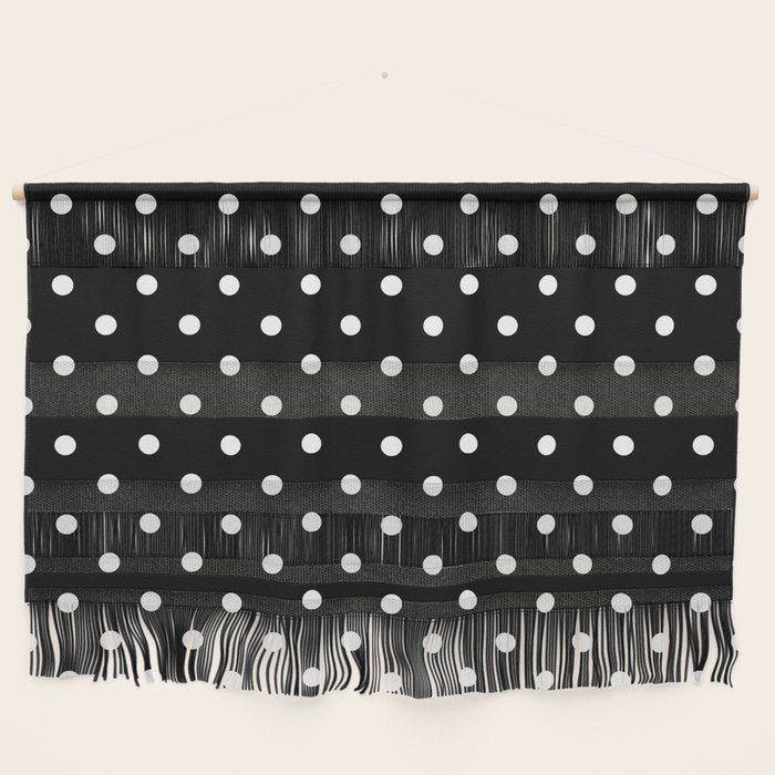 Licorice Black with White Polka Dots Wall Hanging Gallery Image 1